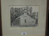Milburn Church' signed lower right, within a card mount, slender moulded frame under glass, 17cm x 21cm & 29.5cm x 33cm by Alfred Wainwright, ink, offered Jul 2022