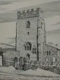 Horton-In-Ribblesdale Church by Alfred Wainwright, ink, offered Jul 2022
