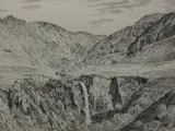 Coire Na Banachdich' and signed to margin, within a card mount, slender moulded gilt frame, under glass 15cm x 20cm & 29.5cm x 33cm by Alfred Wainwright, ink, sold Jul 2022