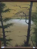 Naturalistic woodland landscape by Mildred Cooper, 1920, pastel on paper, offered Jul 2022