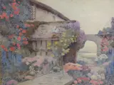 Has Ever Scene So Delighted with Flowers So Gay by Jane Utle, 1928, watercolour, sold Jun 2022