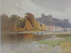 Castle on the hill by Arthur Tucker, watercolour, sold May 2022