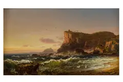 Untitled by Jasper Francis Cropsey, oil on board, offered Apr 2025