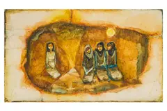 Untitled by Suad al-Attar, 1967, Oil on canvas and oil on paper laid on canvas, offered Apr 2025