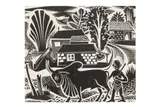 Untitled by N.D. Chapgar, linocut, offered Apr 2025