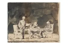 Works from the family of Christopher Fry by Feliks Topolski, ink, offered Mar 2025