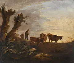 Drovers with cattle by Thomas Barker, Oil on canvas, offered Oct 2024
