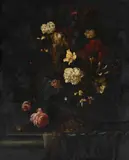 Still life with flowers on a stone ledge by Abraham de Lust, Oil on canvas, sold Oct 2024