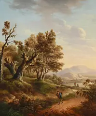 A wooded landscape with a traveller on a path by Charles Towne, Oil on canvas, offered Oct 2024