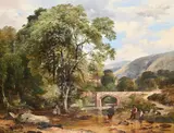 Naperly bridge, yorkshire by Frederick Richard Lee, Oil on canvas, sold Oct 2024