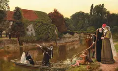 The convent boat by Arthur Hughes, Oil on canvas, sold Oct 2024