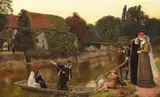 The convent boat by Arthur Hughes, Oil on canvas, sold Oct 2024