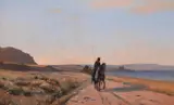 Arab on horseback along a coastal track by Auguste Veillon, Oil on canvas, sold Oct 2024