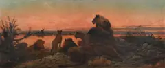 `l'abreuvoir the watering place by William Strutt, Oil canvas, sold Oct 2024