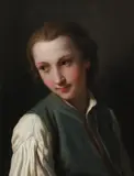 Young boy wearing a teal gilet by Pietro Rotari, Oil on canvas, sold Oct 2024