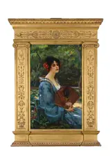 A girl with a fan by Ernest Normand, Oil on canvas, sold Oct 2024