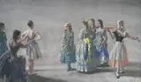 Characters in 'bless the bride' by William Russell Flint, Oil on canvas, sold Oct 2024