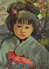 The japanese girl by Frederic Yates, Oil on board, sold Oct 2024