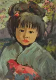 The japanese girl by Frederic Yates, Oil on board, sold Oct 2024