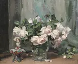 Still life of roses (recto); study for a portrait (verso) by Alice Mary Burton, Oil on canvas, sold Oct 2024