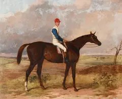 A racehorse with a jockey up by Harry Hall, Oil on canvas, sold Oct 2024