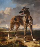 A greyhound in a landscape by Pieter Frederick van Os, Oil on canvas, sold Oct 2024