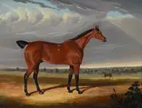 A chestnut horse in a landscape by Benjamin Herring Senior, Oil on canvas, offered Oct 2024