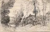 La futaie by Henri Harpignies, Charcoal, sold Oct 2024