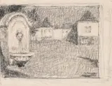 La fontaine (circa 1911) by Henri Le Sidaner, Chalk and pencil, sold Oct 2024