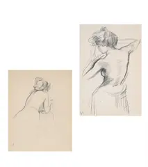 Nude studies by Albert de Belleroche, Charcoal One signed with initials and numbered '91', the other numbered '148', sold Oct 2024
