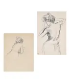 Nude studies by Albert de Belleroche, Charcoal One signed with initials and numbered '91', the other numbered '148', sold Oct 2024