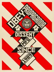 Constructivist Banner (Cream)Screenprint in colours, 2010 by Shepard Fairey, Screenprint in colours, sold Jul 2024