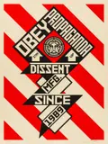 Constructivist Banner by Shepard Fairey, Screenprint in colours, sold Jul 2024