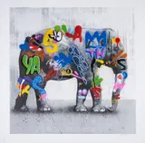 Elephant by Martin Whatson, Etching printed in colours extensively hand-finished, sold Jul 2024