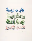 Eight Reclining Figures by Henry Moore, Lithograph printed in colours, sold Jul 2024