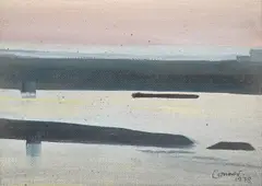 East river by Angela Conner, 1978, Oil on canvas board, sold Jul 2024
