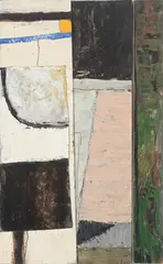 Quayside, newlyn by Michael Canney, Oil and collage on board, sold Jul 2024