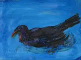 Black sea bird by Sven Berlin, Oil on board, sold Jul 2024