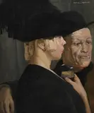 A coster and his dinah by Alfred Thomson, 1923, Oil on canvas, sold Jul 2024