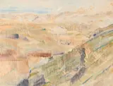 Palestine, hills of judea by David Bomberg, 1923, Oil on tracing paper, sold Jul 2024