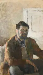 Self portrait by Claude Rogers, Oil on canvas, sold Jul 2024