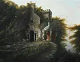 House with regency pavilion by Felix Kelly, Oil on board, sold Jul 2024