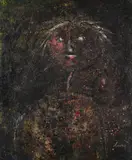 Portrait by Enrico Baj, 1957, Oil on canvas, laid to board, sold Jul 2024