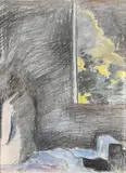 Nude and dog in interior by Heinz Inlander, Mixed media, offered Jul 2024