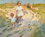 Children in sunshine by Dorothea Sharp, Oil on board, sold Jul 2024