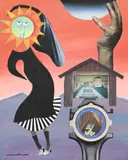 Echoes of enticement by Conroy Maddox, 2000, Acrylic and Collage, sold Jul 2024