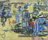 Threshing by Anthony Gross, Oil on canvas, sold Jul 2024