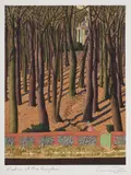 Meeting at the gazebo by Simon Palmer, Watercolour and gouache, sold Jul 2024