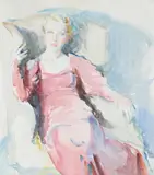 Girl in a pink dress by Doris Pusinelli, Watercolour, sold Jul 2024