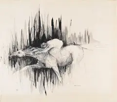Horse and rider by Angela Conner, Ink, sold Jul 2024